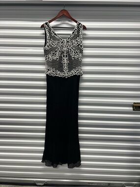 JKara Vintage Full Length Beaded Evening Dress Gown Size 10